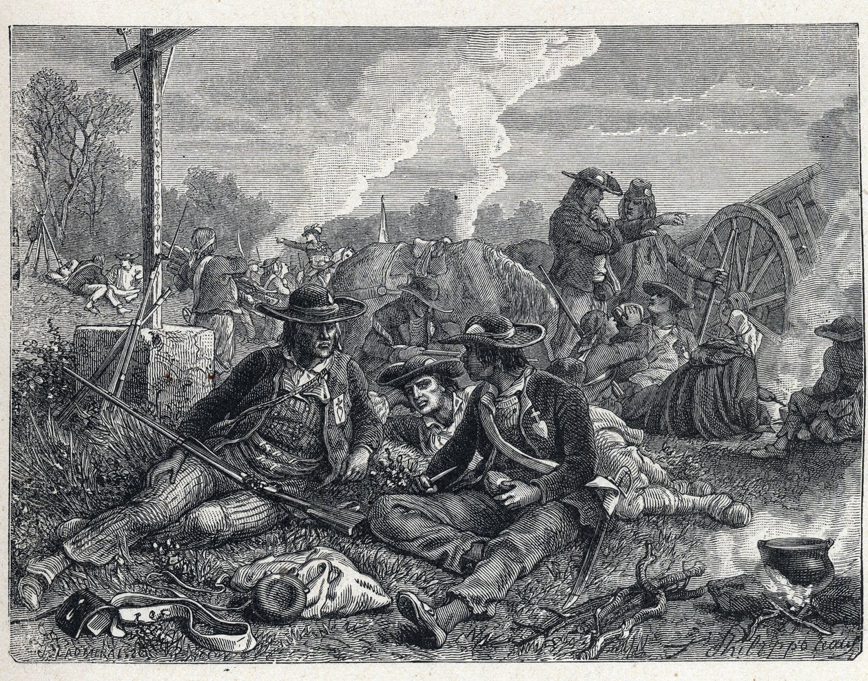 Guerre di Vandea (1793-1796): accampamento degli insorti vandeani da French School