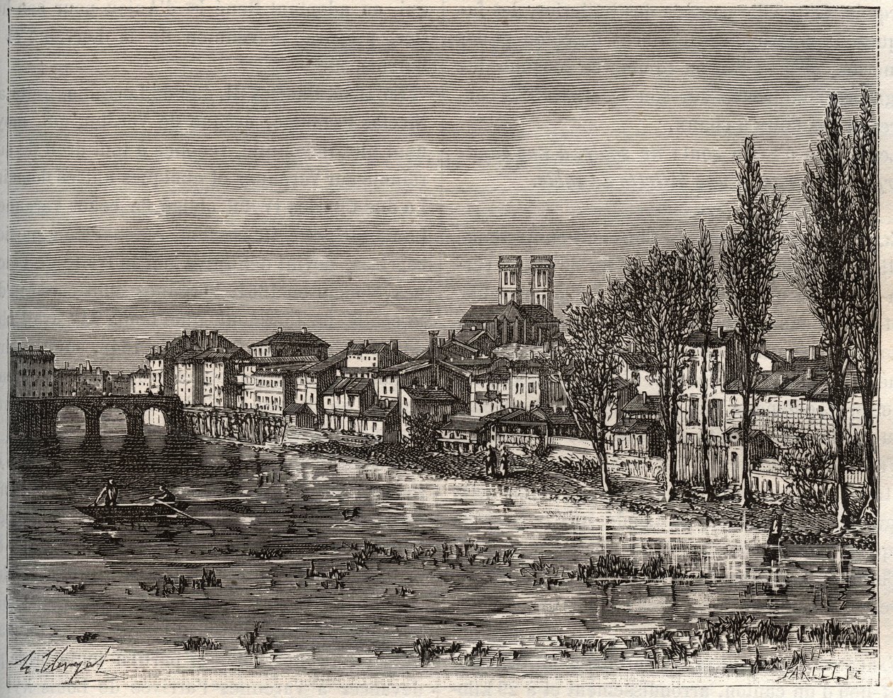Verdun - Morbihan in Bretagna - incisione in "La France illustree: geografia, storia, amministrazione statistica" di V.A. Malt-Brown. 1884 da French School