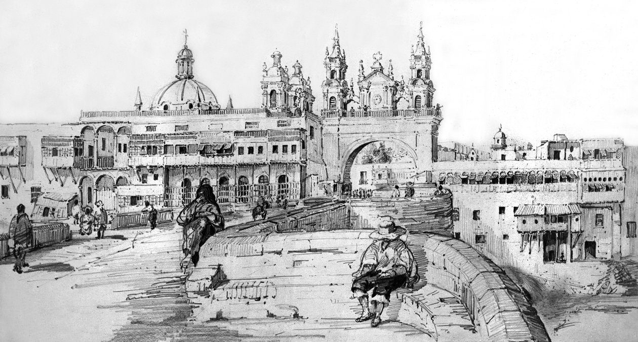 Veduta di Lima, Perù, c.1850 (incisione) da French School