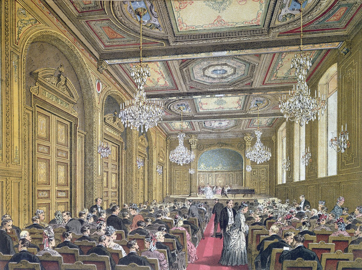 Veduta di un concerto alla Salle Herz in Rue de la Victoire, Parigi, c.1870-80 da French School