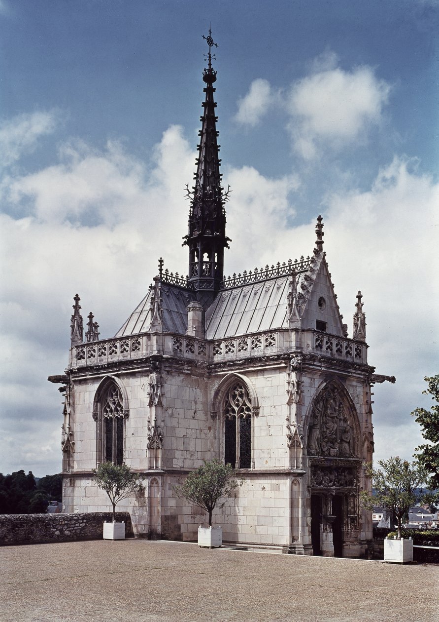Vista della Chapelle Saint-Hubert del Chateau Amboise, completata nel 1493 da French School