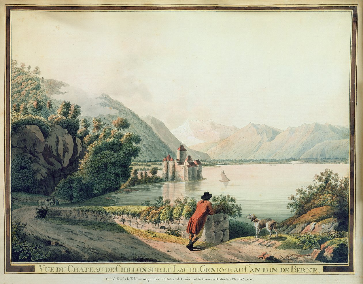 Veduta del Castello di Chillon, Lago di Ginevra da French School