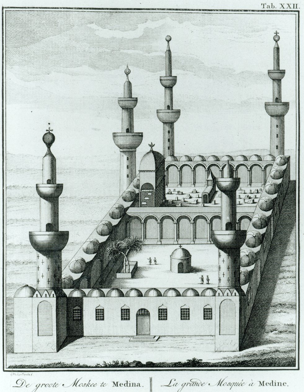 Vista della Grande Moschea di Medina prima della profanazione delle tombe da parte della setta Wahhabi, da Descrizione dell