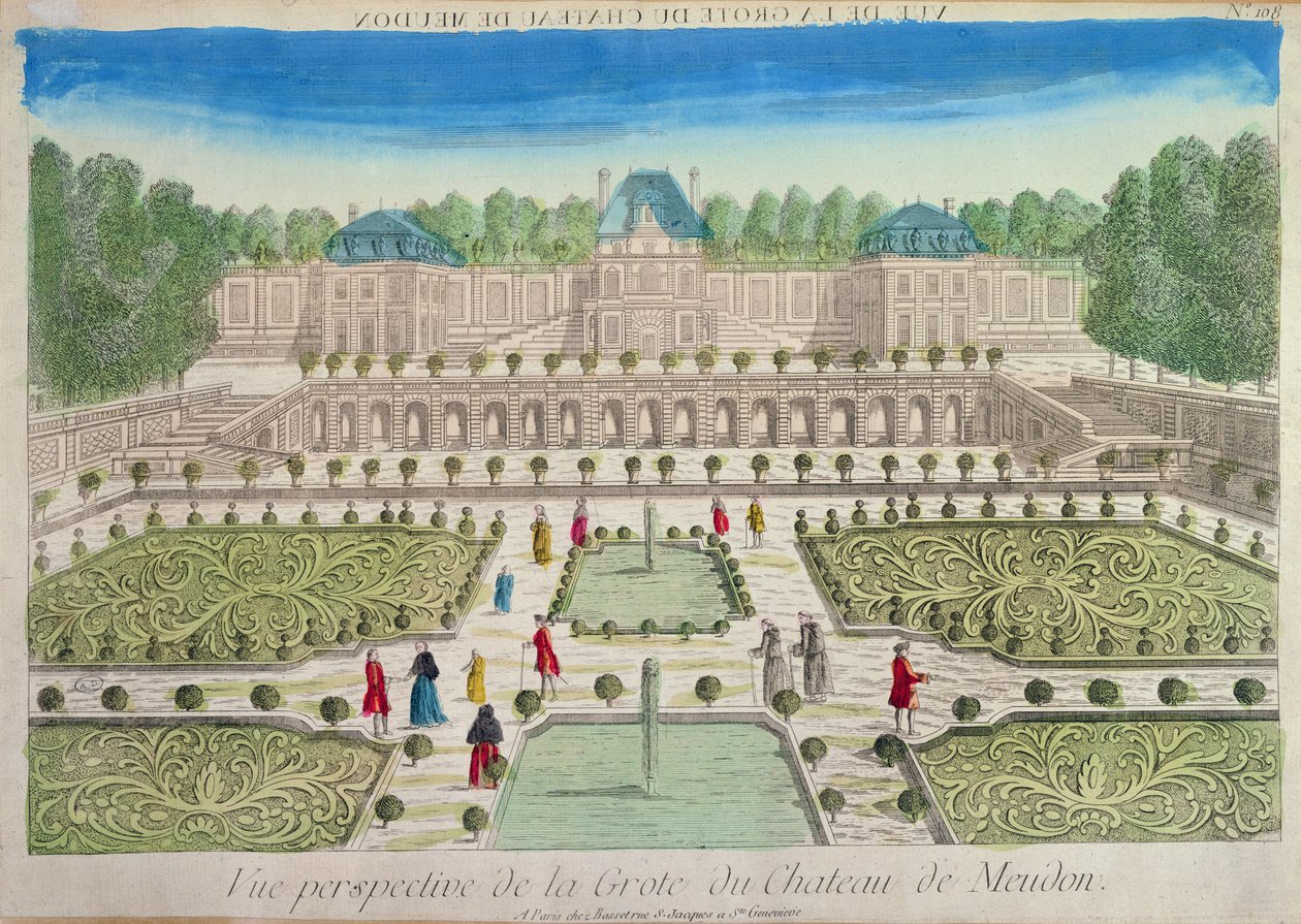 Veduta della grotta al castello di Meudon da French School