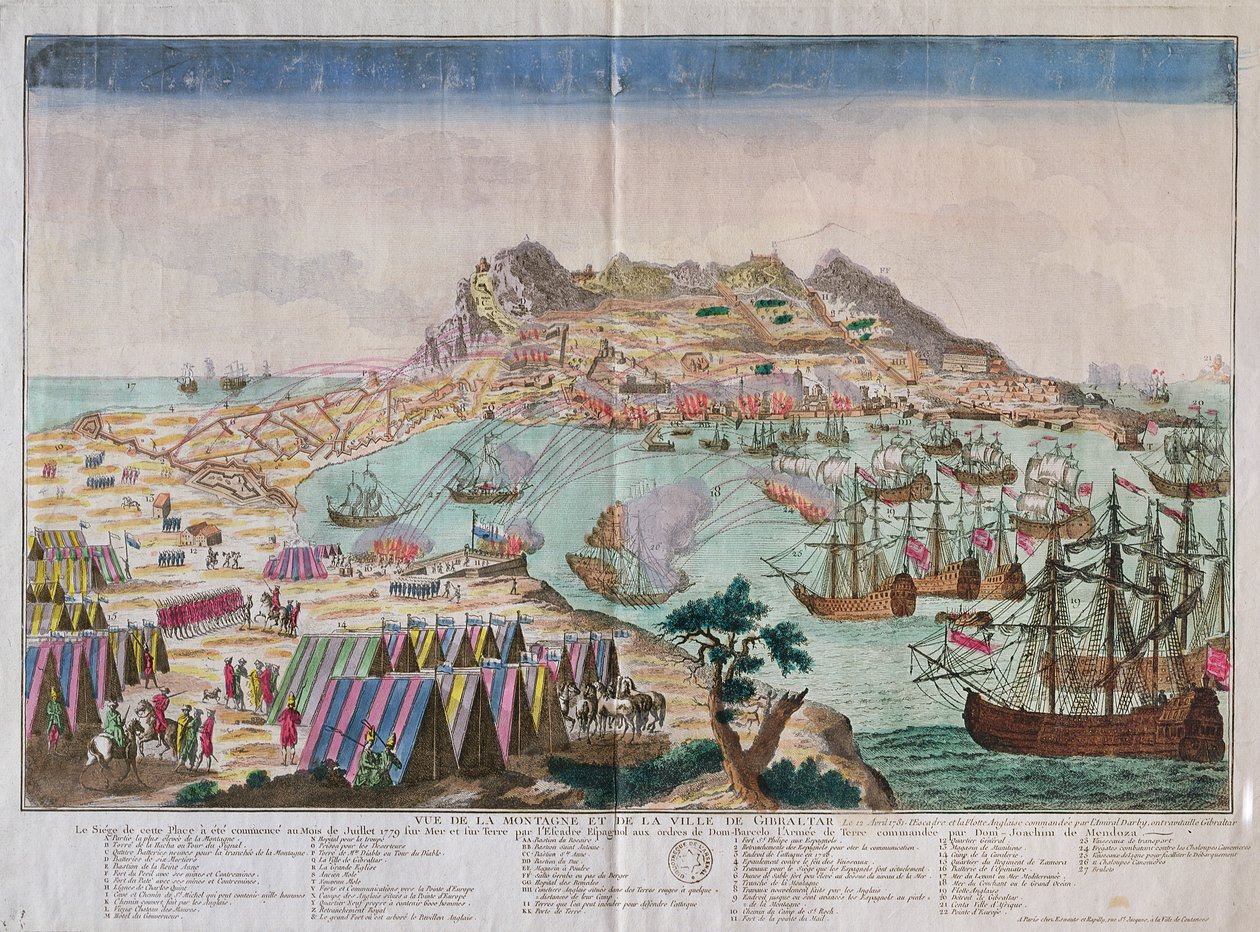 Veduta della roccia e della città di Gibilterra durante l