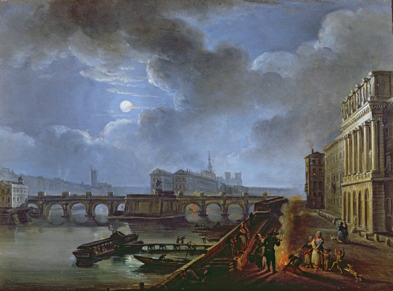 Veduta della Senna dalla riva sinistra, fine del XVIII secolo da French School