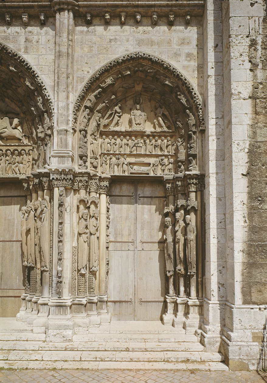 Vista della Porta Sud del Portale Reale, c.1145-50 da French School
