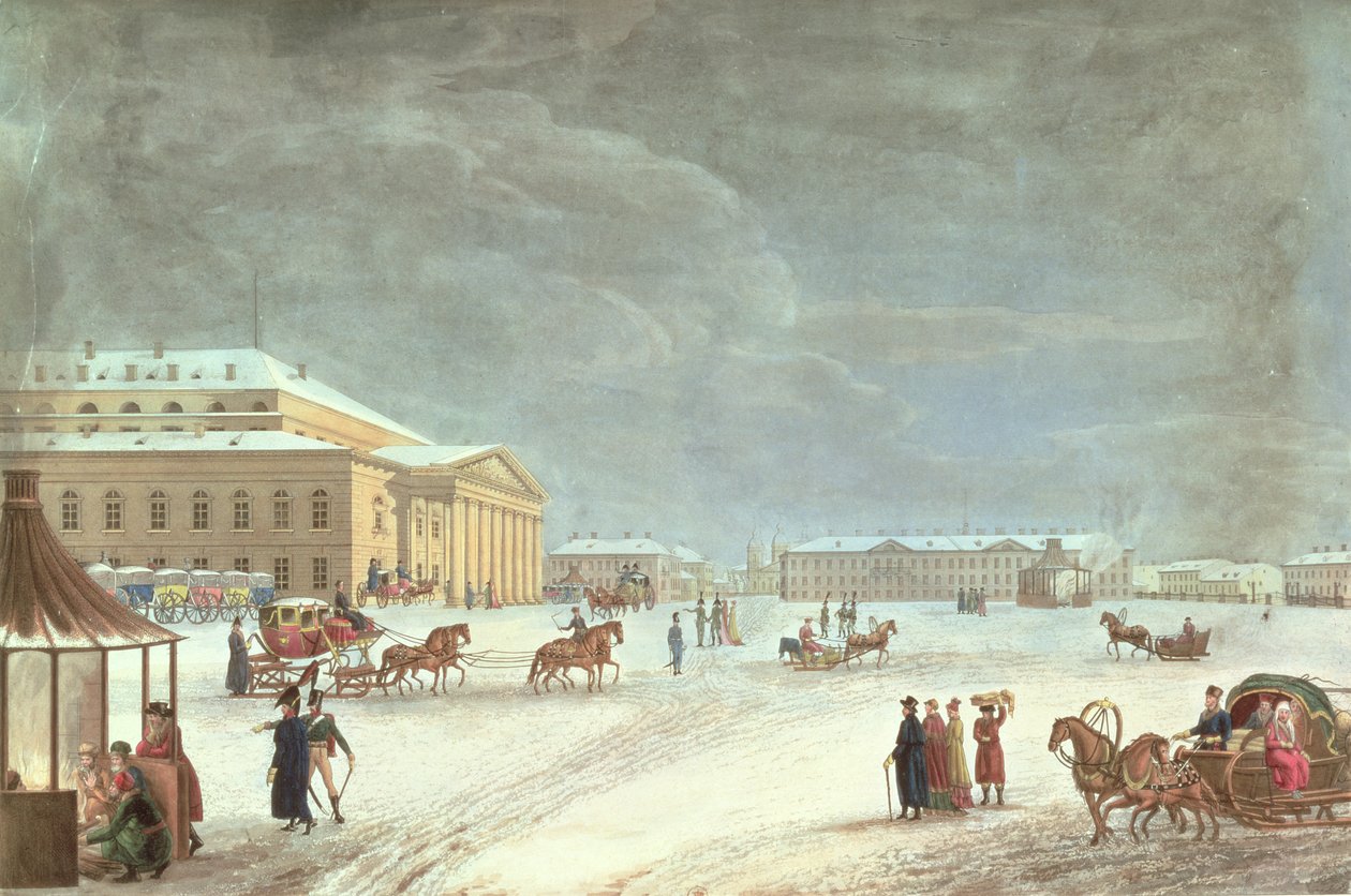 Vista della Piazza e del Gran Teatro, San Pietroburgo da French School