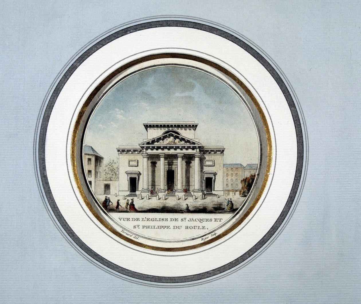 Veduta della chiesa di Saint Jacques e Saint Philippe du Roule - litografia da French School