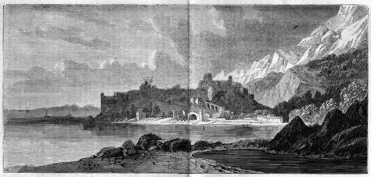 Veduta della città di Monaco nel 1860 - incisione in 