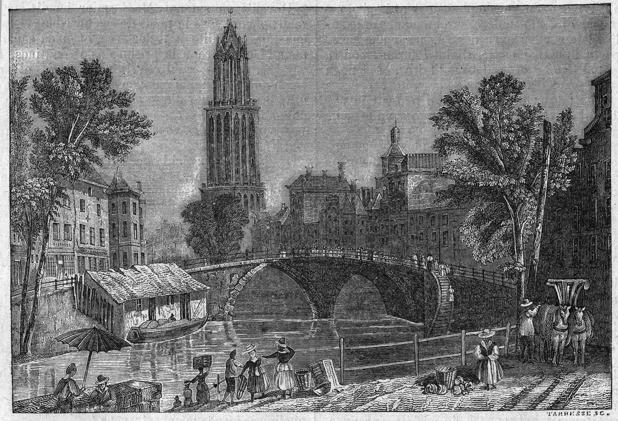 Veduta della città di Utrecht in Olanda, fine XIX secolo. Incisione in "La gazette du dimanche" del 5 dicembre 1895 da French School