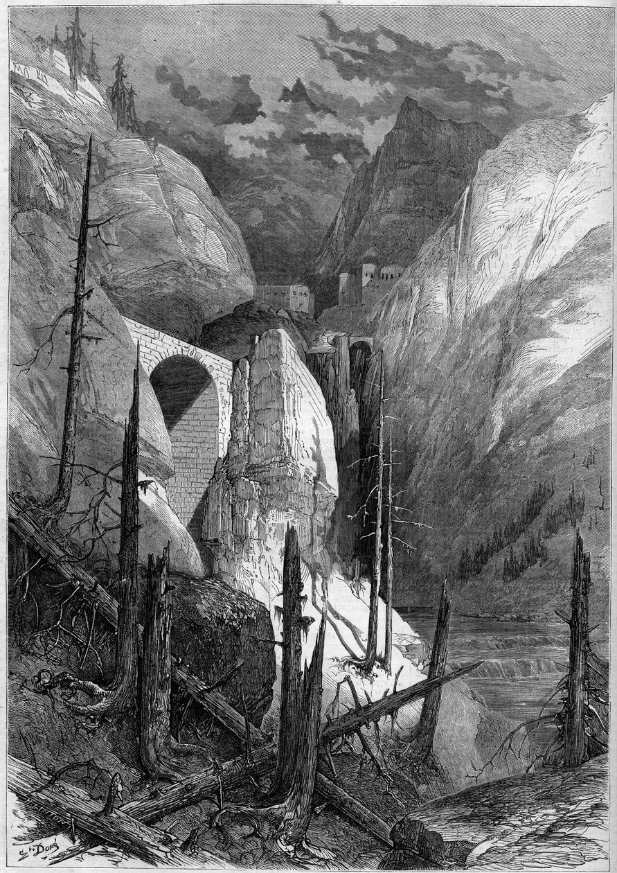 Vista del passo e del forte di Finstermunz (1471). Tirolo, Svizzera da French School