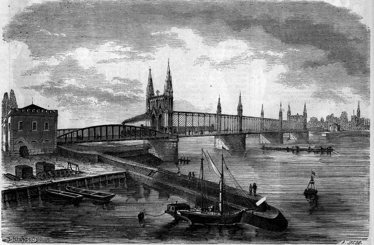 Veduta del ponte ferroviario sul Reno che collega Kehl (Germania) a Strasburgo (Francia) da French School