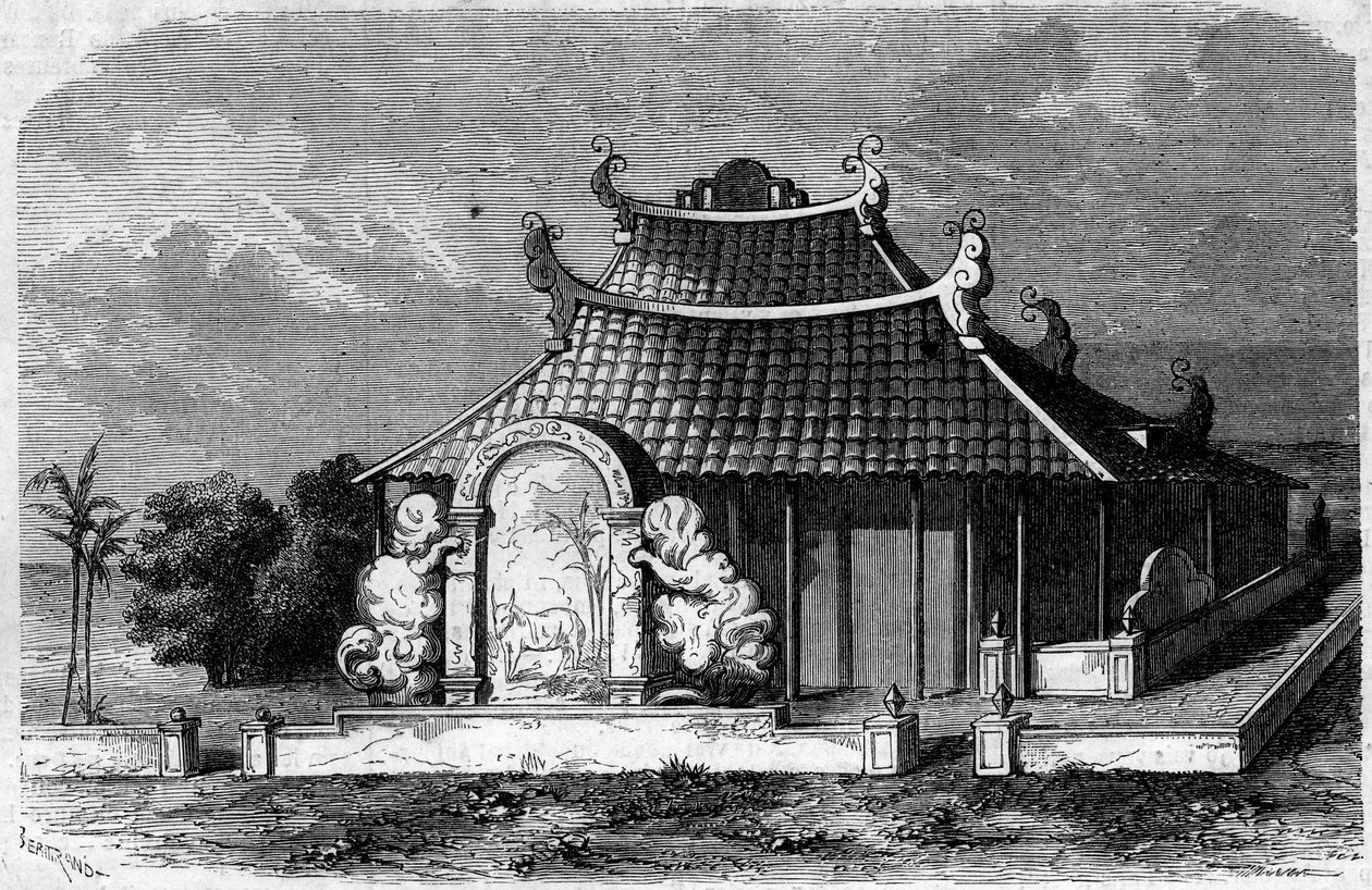 Vista della tomba di Georges Pierre Pigneau de Behaine (1741-1799), vescovo di Adran. Saigon, Cocincina da French School