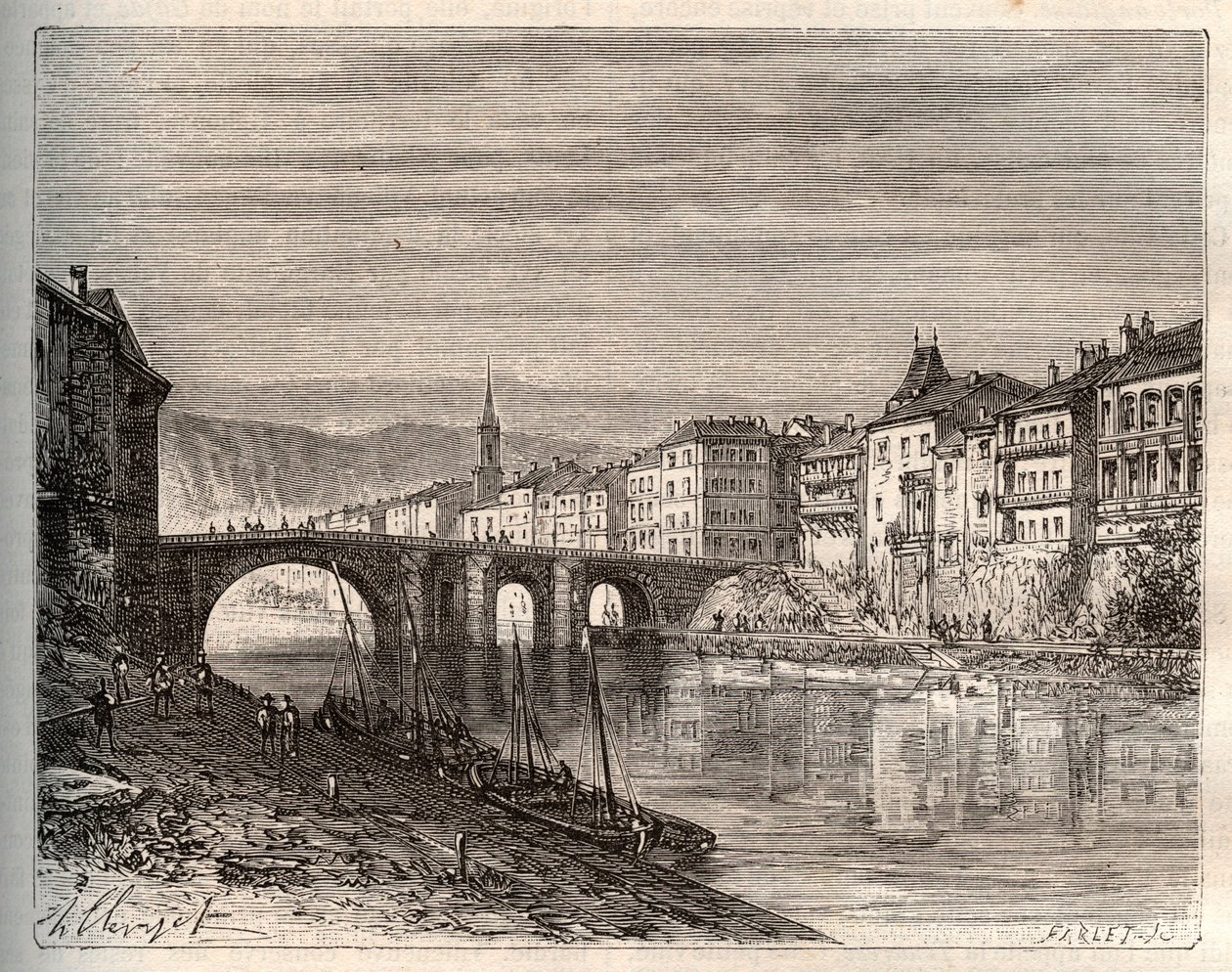 Villeneuve-sur-Lot - dipartimento di Lot-et-Garonne - incisione in 
