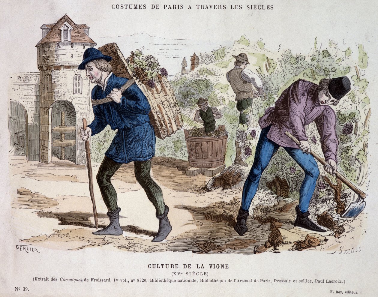 Coltivazione della vite nel XV secolo - in “Costume di Parigi attraverso i secoli” da French School