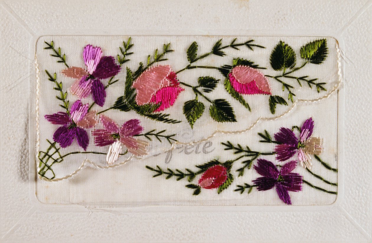 Cartolina francese vintage con decorazioni floreali da French School