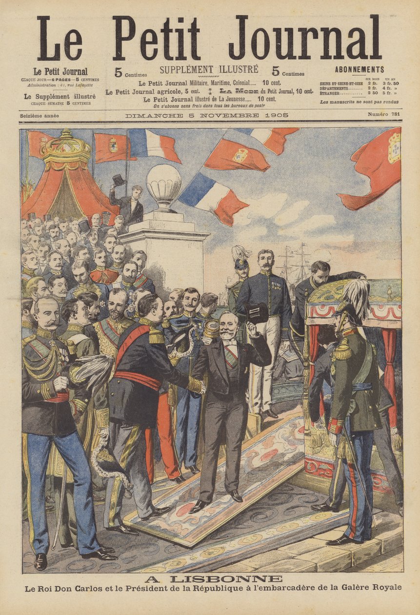 Visita del Presidente della Francia a Lisbona (litografia a colori) da French School