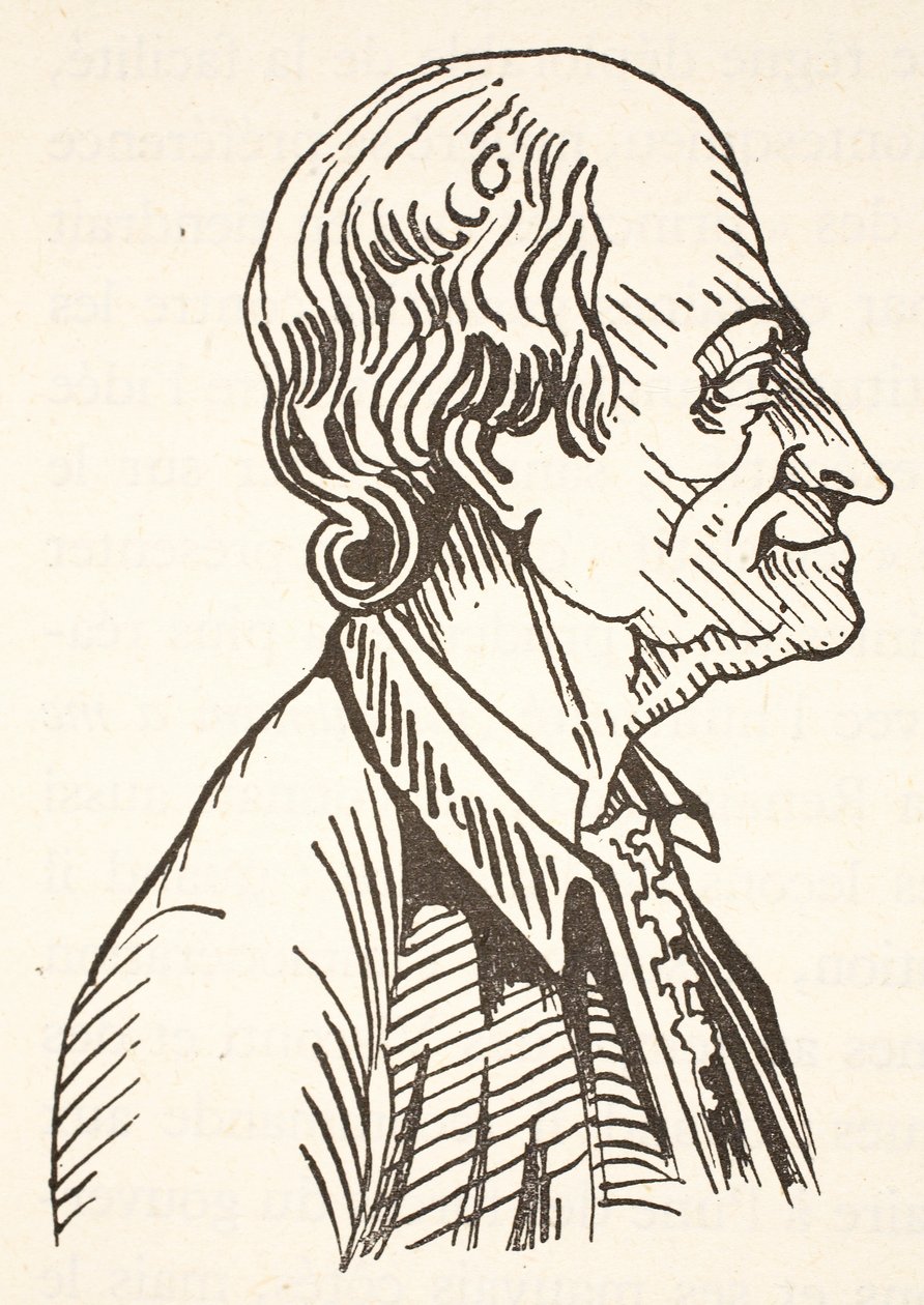 Voltaire, copia di Boris Mestchersky, illustrazione da Histoire de la Nation Francaise, Sciences, Volumi I & II, di Gabriel Hanotaux, 1924 da French School