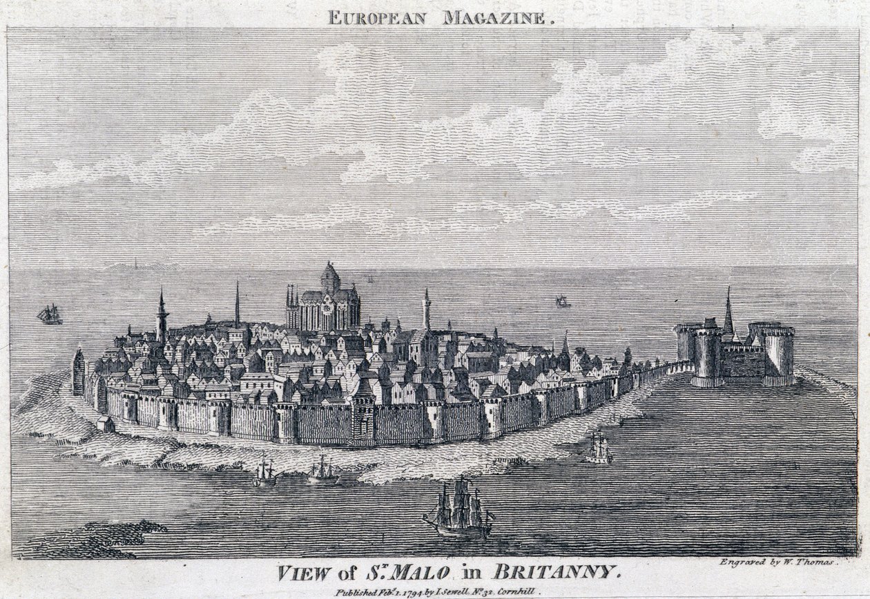 Veduta di St Malo - Incisione di Thomas da French School