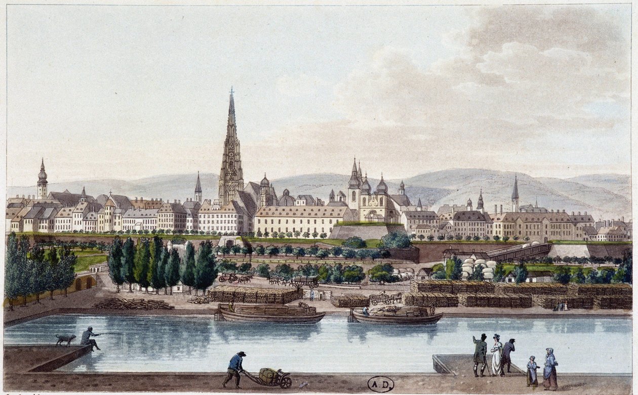 Vista di Vienna dal lato della Land Strassel - in "Voyage pittoresque en Autriche par le Comte Alexandre de Laborde", Parigi, ed. Didot l