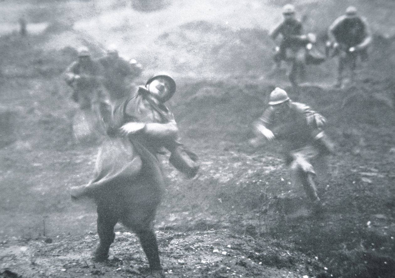 Soldato francese della Prima Guerra Mondiale colpito da colpi di arma da fuoco durante un