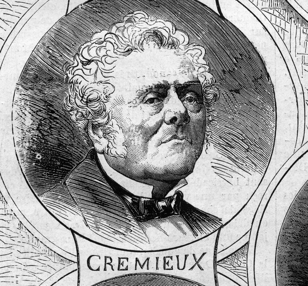 Guerra del 1870 - Governo della Difesa Nazionale: ritratto di Adolphe Crémieux (1796-1880), membro del governo provvisorio del 1870. Incisione in 