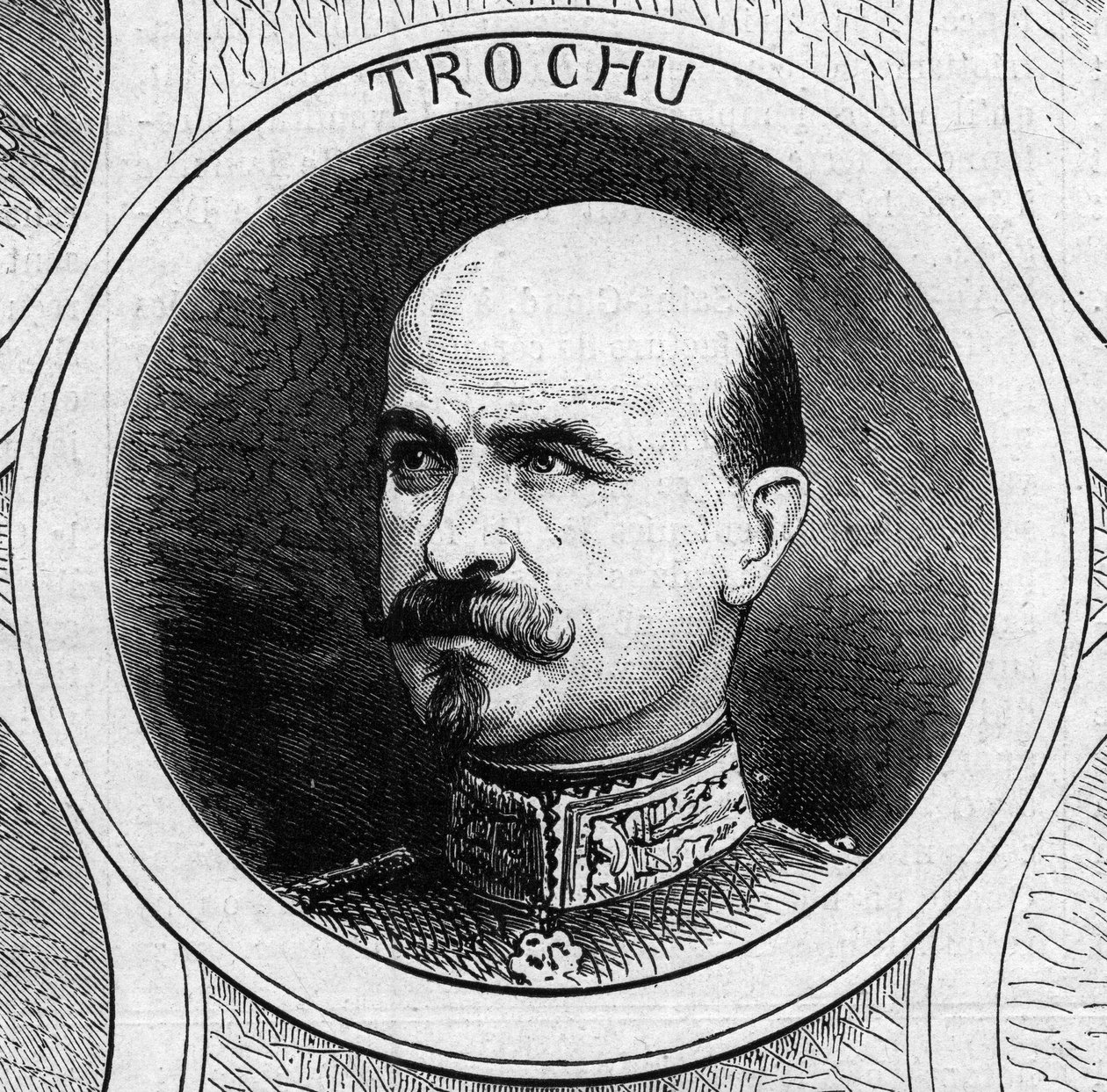 Guerra del 1870 - Governo della Difesa Nazionale: ritratto del Generale Louis Jules Trochu (1815-1896), presidente del governo provvisorio del 1870. Incisione in "Le Monde Illustré" n.706 del 22 ottobre da French School