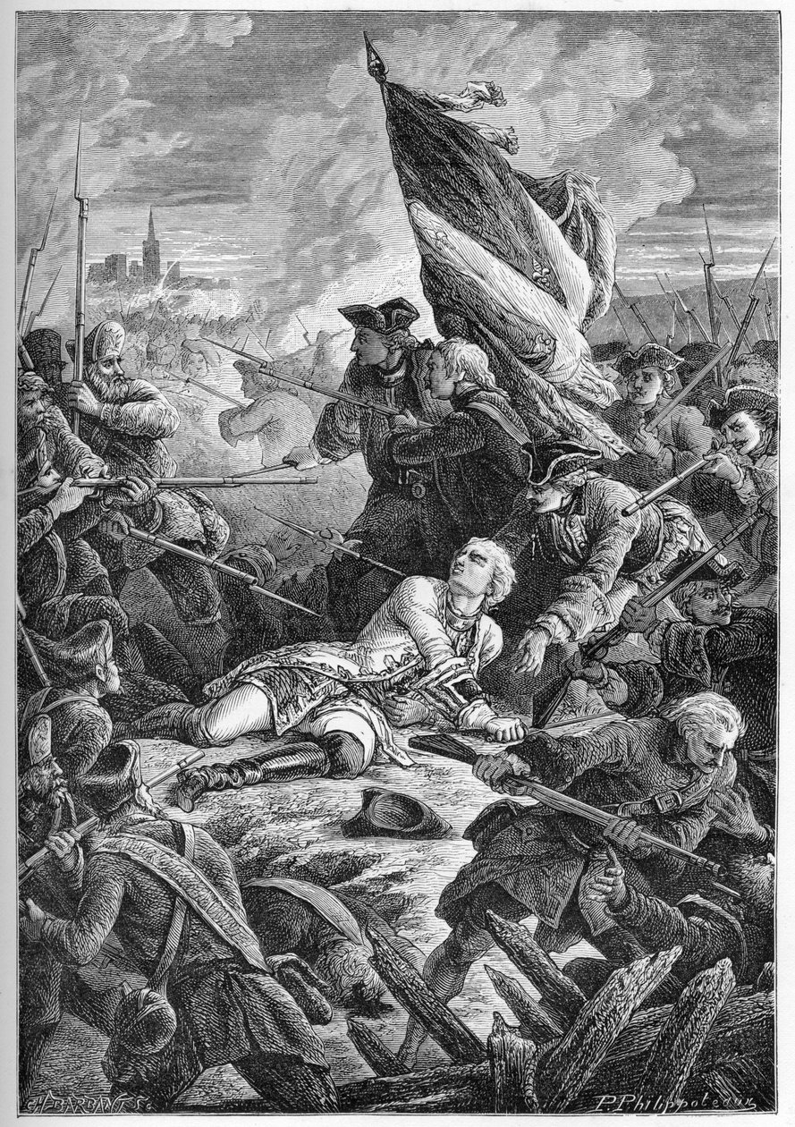 Guerra di successione polacca - La morte di Louis Robert Hippolyte de Brehan, Conte di Plelo, davanti a Danzica, 27 maggio da French School