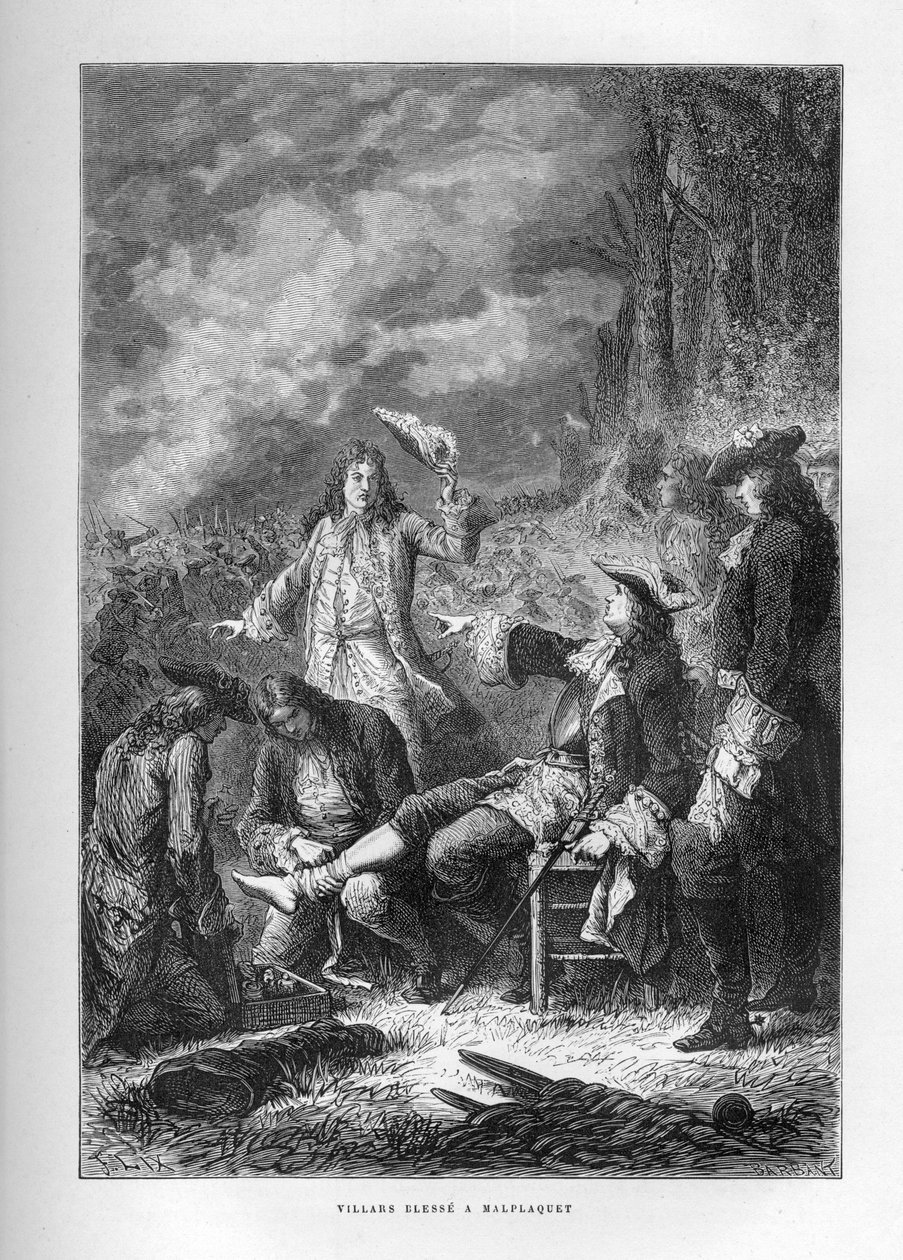 Guerra di successione spagnola: il maresciallo di Villars (Claude Louis Hector) (1653-1734) alla battaglia di Malplaquet (Belgio), 11 settembre da French School