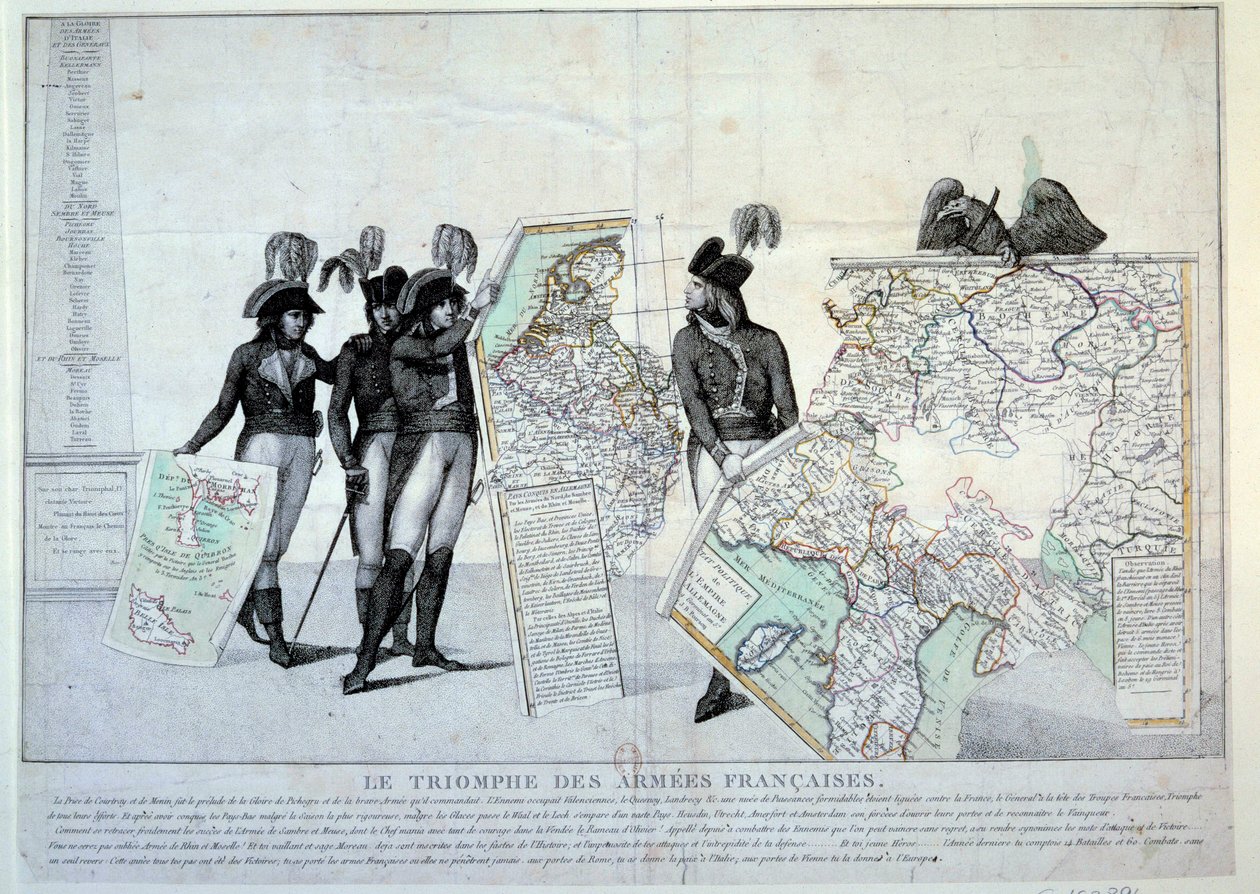 Guerre della Rivoluzione: Generale Napoleone Bonaparte (1769-1821) con una mappa dell