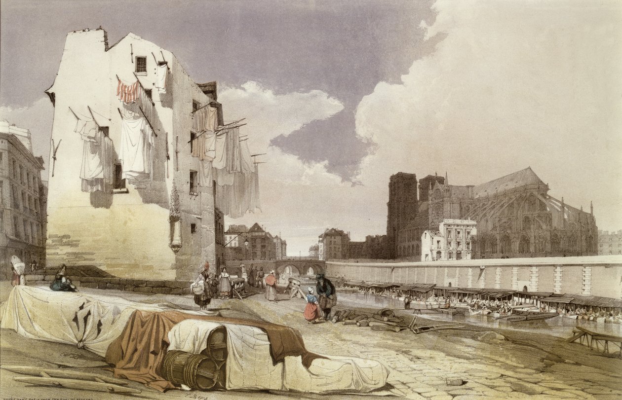 Lavandaie ai Lavoirs al Quai Montebello, c.1840 da French School