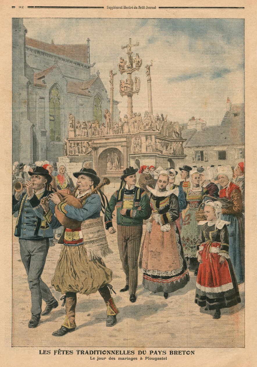 Giorno di nozze a Plougastel, Bretagna, illustrazione da Le Petit Journal, supplemento illustrato, 27 gennaio 1907 da French School