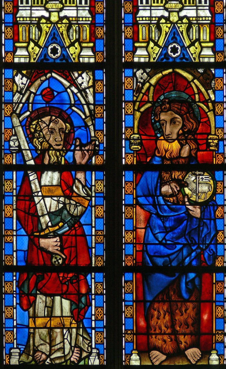 Finestra Narthex S raffigurante San Giovanni Battista e San Paolo da French School
