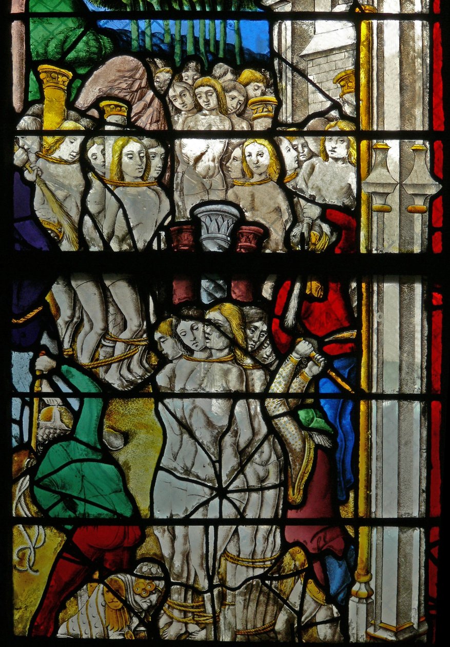 Finestra S2 raffigurante martiri di massa da French School