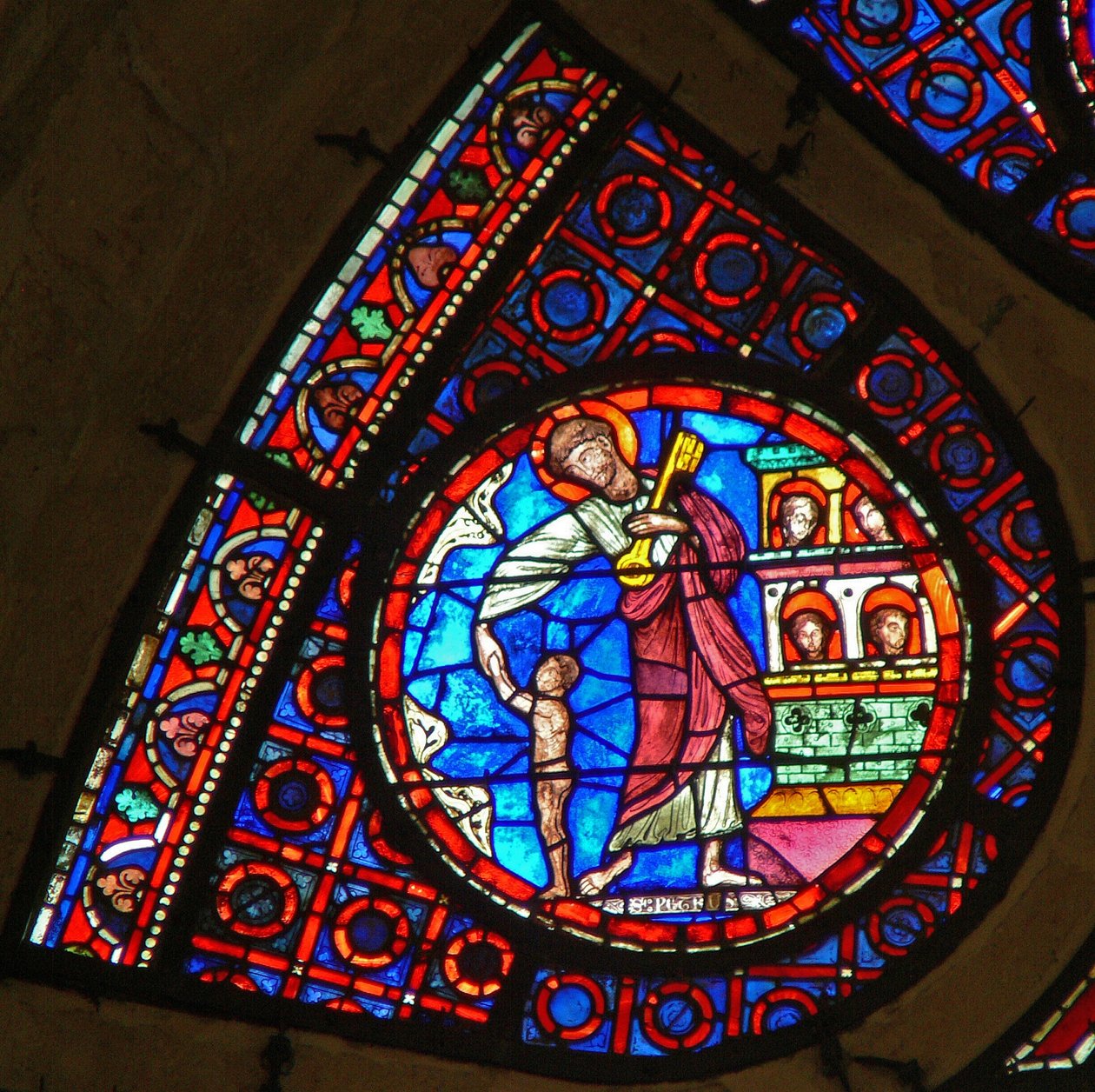 Finestra Ww raffigurante San Pietro con la chiave del cielo da French School