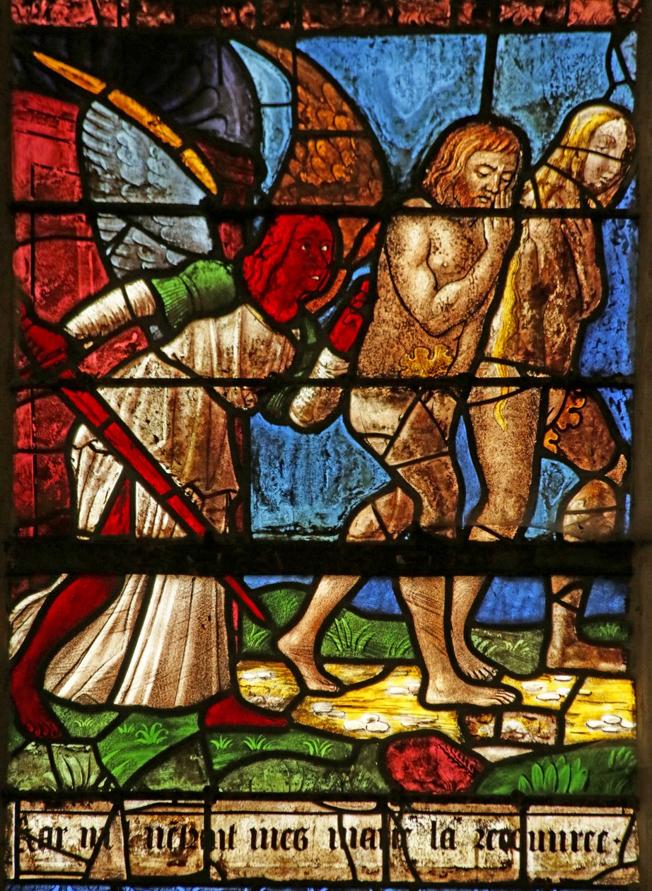 Finestra raffigurante Adamo ed Eva cacciati dall