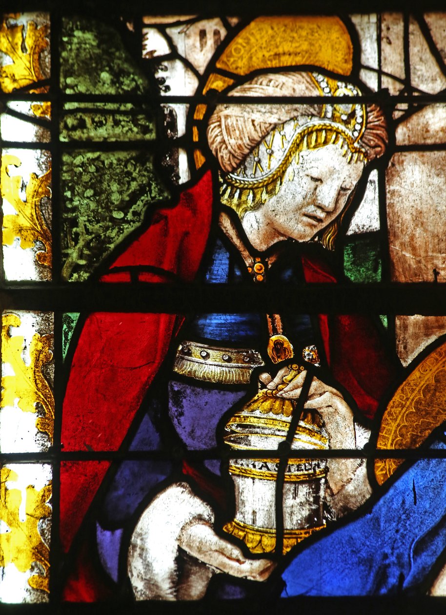 Vetrata raffigurante Maria Maddalena alla Pietà da French School