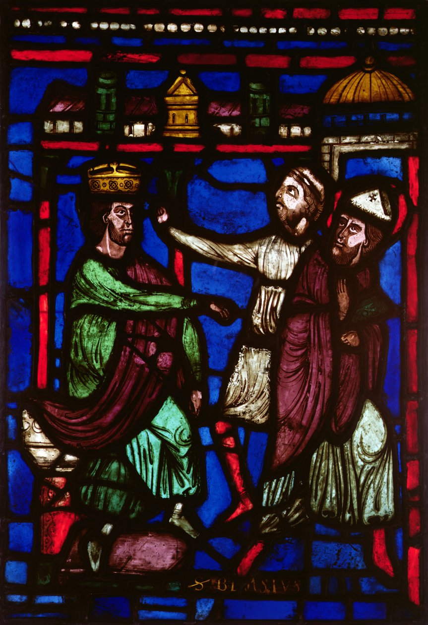Vetrata raffigurante San Biagio che ascolta la sua condanna, Atelier Ile de France da French School
