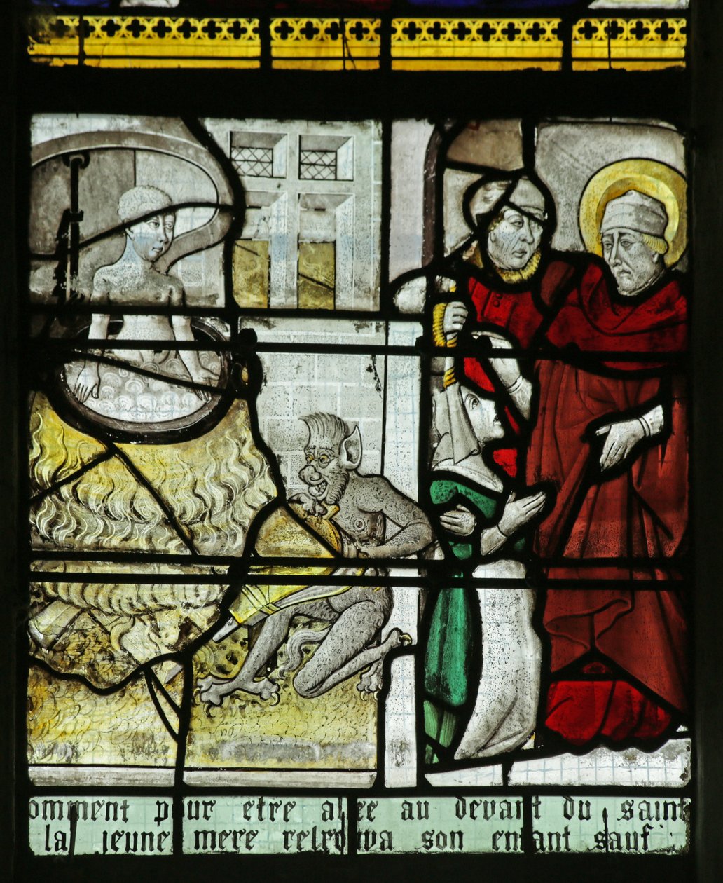 Vetrata raffigurante San Nicola che salva un bambino dall