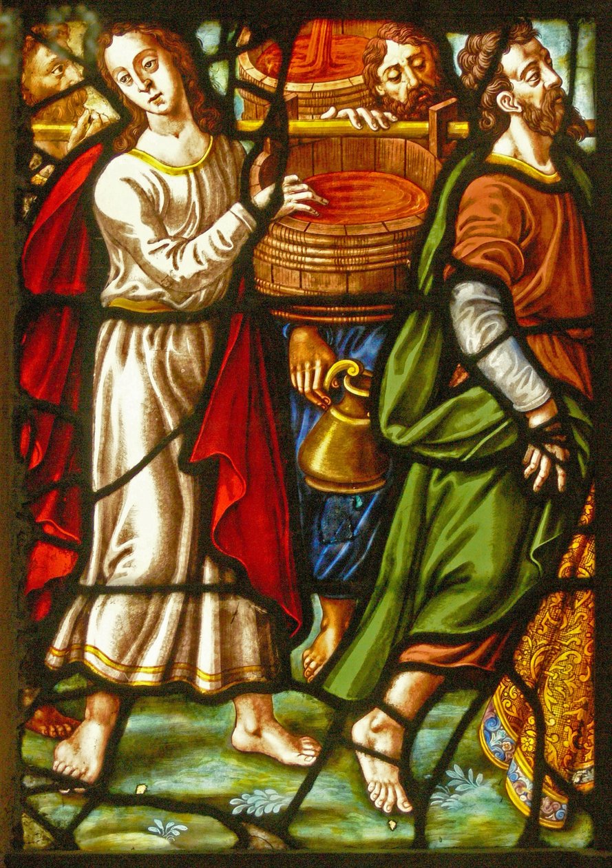 Finestra nel Charnier (w.11) che raffigura un Dettaglio dal Torchio Mistico da French School