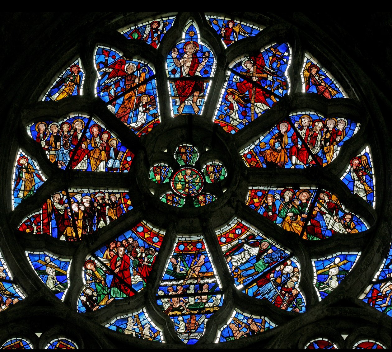 Finestra n3 che raffigura il Giudizio Universale (rosone - interno) da French School