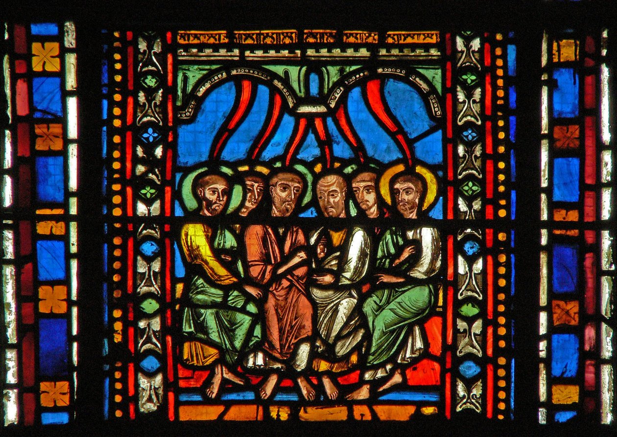 Finestra s2-C che raffigura la Pentecoste da French School