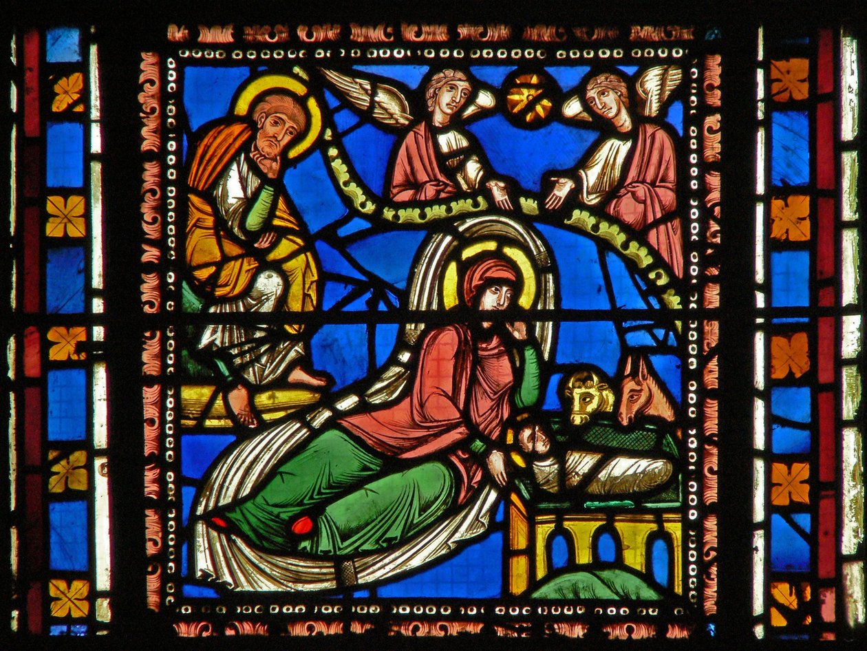 Finestra s2-C raffigurante la Natività da French School