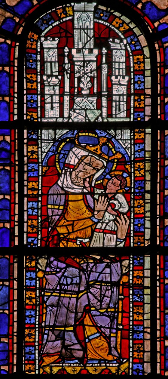 Vetrata w101 raffigurante la Vergine e il Bambino da French School