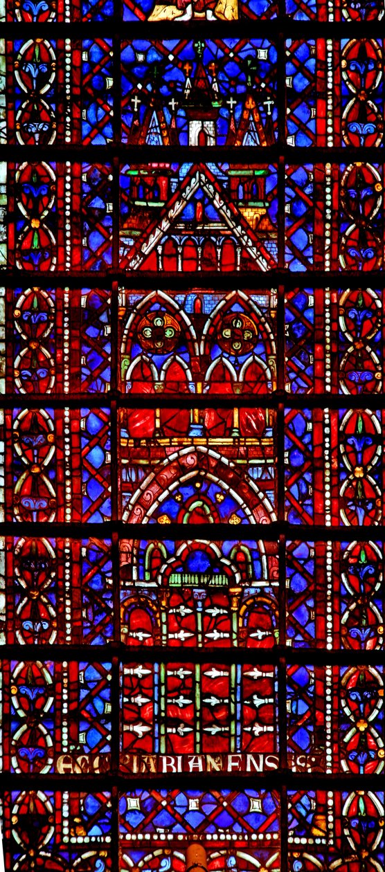 Finestra w105 raffigurante la cattedrale di Amiens da French School