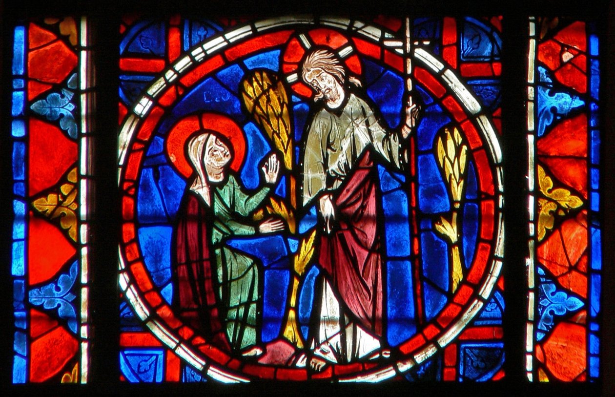 Finestra w109 raffigurante Santa Maria Maddalena con Cristo nel giardino della Resurrezione da French School
