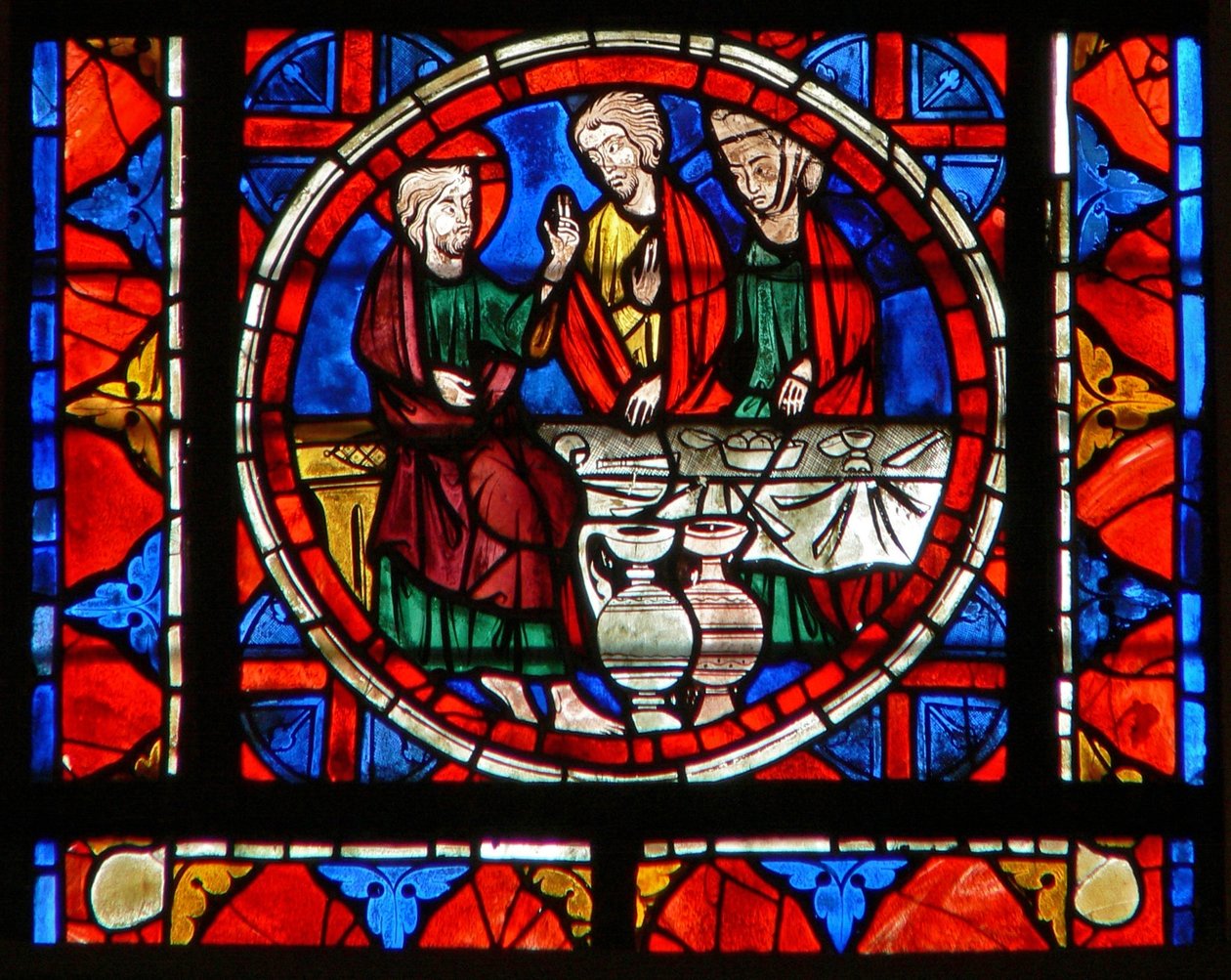 Finestra w109 raffigurante una scena dalla vita di Santa Maria Maddalena - al pasto a casa di Simone da French School