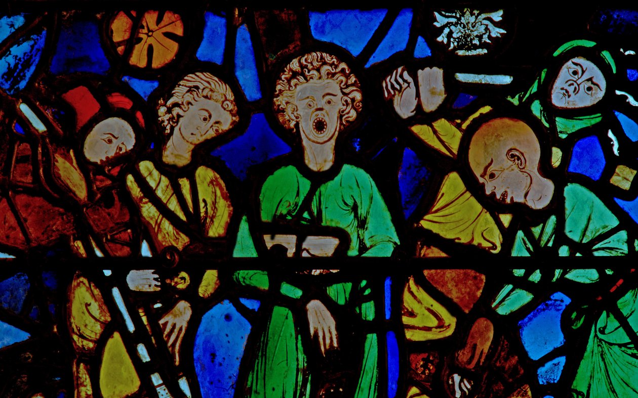 Finestra w10 raffigurante una scena della vita di San Vincenzo da French School