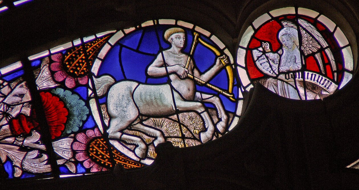 Finestra w114 con il segno zodiacale del Sagittario da French School